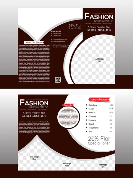 Tri plegable moda folleto plantilla diseño — Vector de stock