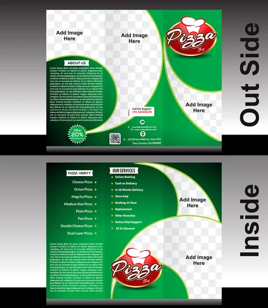 Modèle de brochure de magasin de pizza triple pliage Design — Image vectorielle