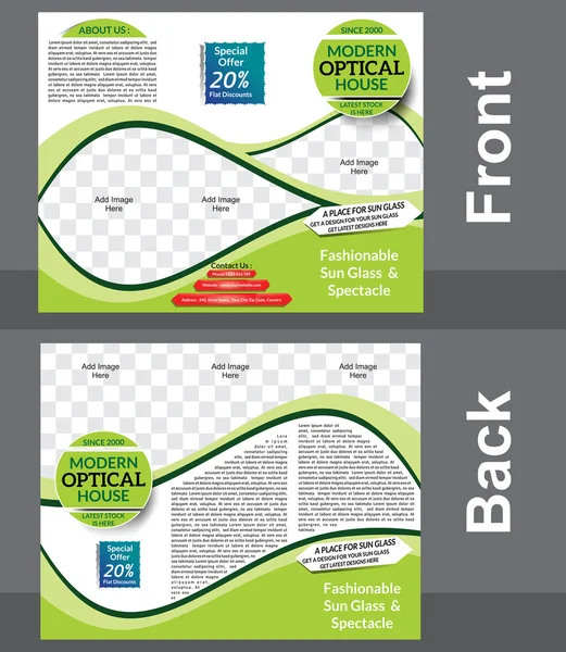 Plantilla de diseño de folleto de tienda óptica tri fold — Vector de stock