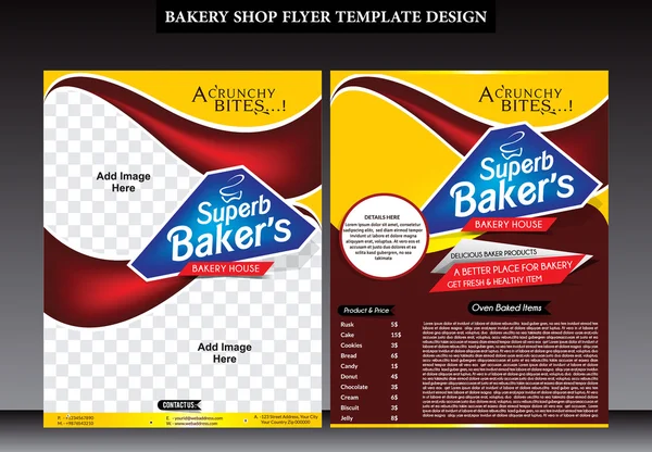 Disegno astratto del modello del flyer del negozio di panetteria — Vettoriale Stock