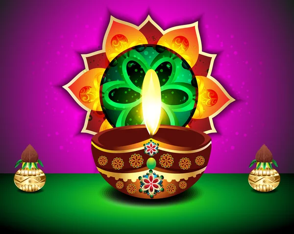 Diwali festival bakgrund med Kalasher — Stock vektor