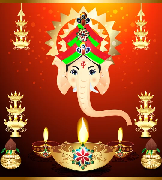 Ganesha g ile Diwali Festivali arka plan — Stok Vektör