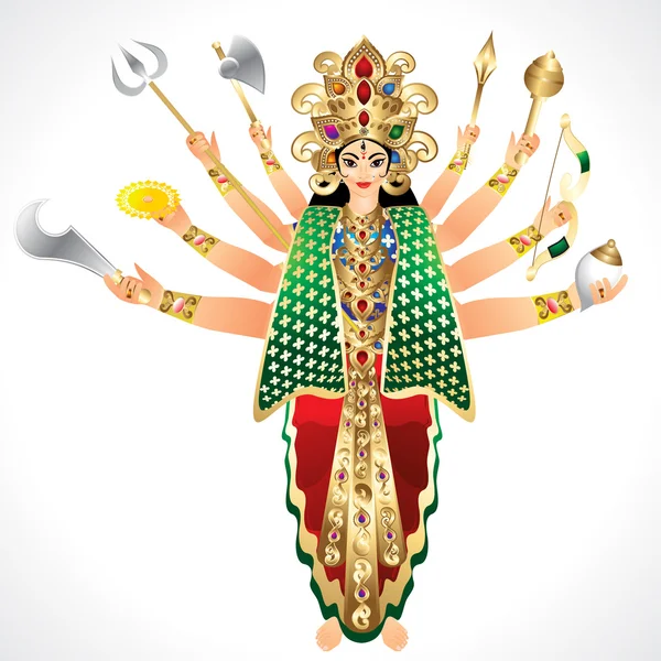 Vector illustratie godin durga — Stockvector