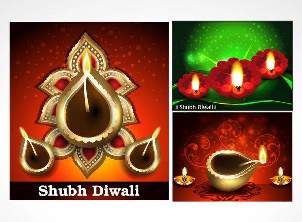 SET OF DIWALI DEEPAK — Stock Vector