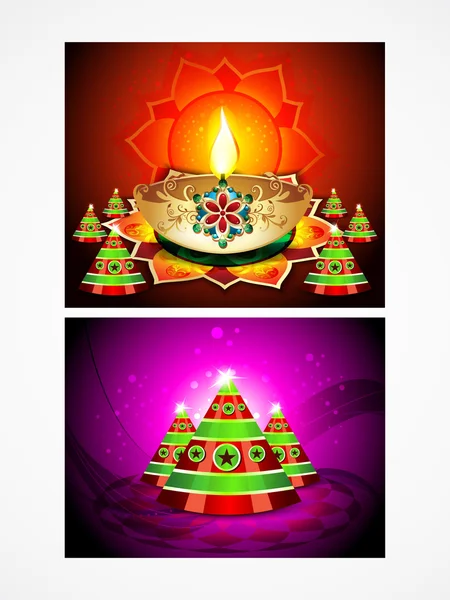 Deepak diwali fondo conjunto — Vector de stock