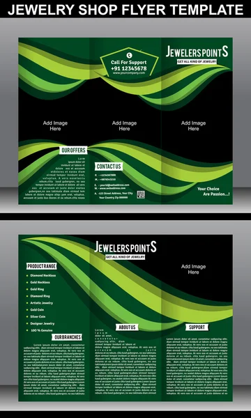 Tri-Fold sieraden Shope Brochure sjabloon — Stockvector