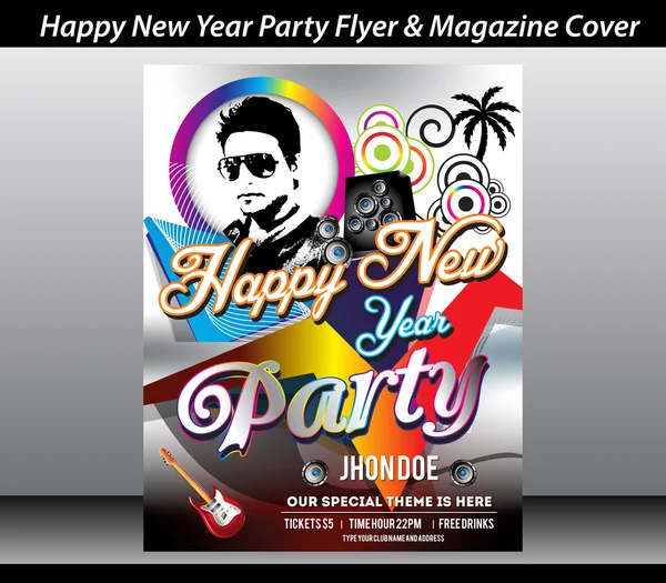 Happy new year party flyer template — Stock Vector