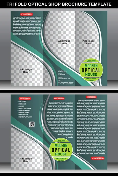 Tri Fold Oprtical Shop Brochure template — Stock Vector