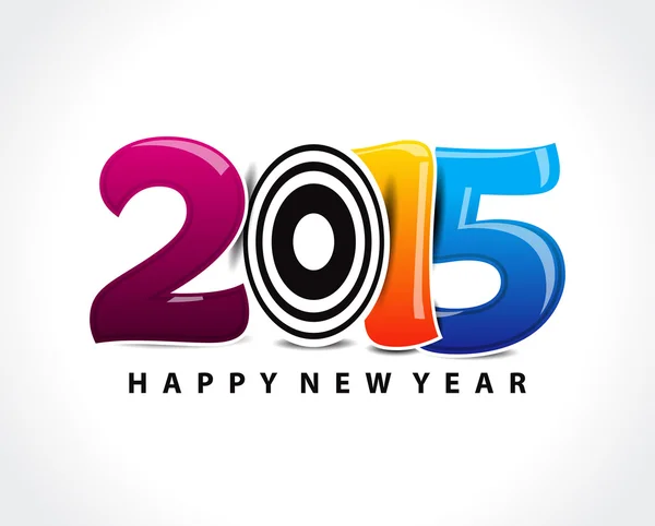 Colorful happy new year 2015 text — Stock Vector