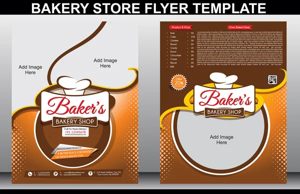 Panadería Tienda Flyer Plantilla & Portada de revista — Vector de stock
