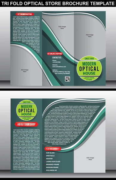 Tri Fold Optical Store Brochure Template — Stock Vector