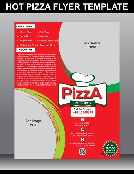 Modelo de panfleto de pizza quente — Vetor de Stock