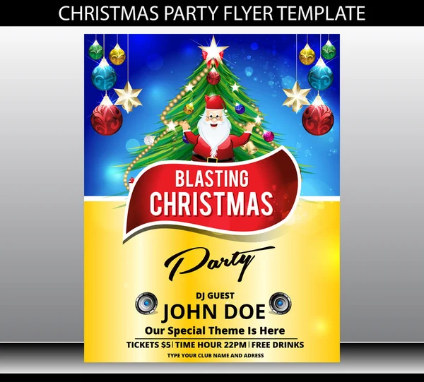 Merry christmas party flyer template Vector illustration — Stock Vector