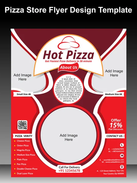 Pizza Store Flyer Design Template — Stock Vector