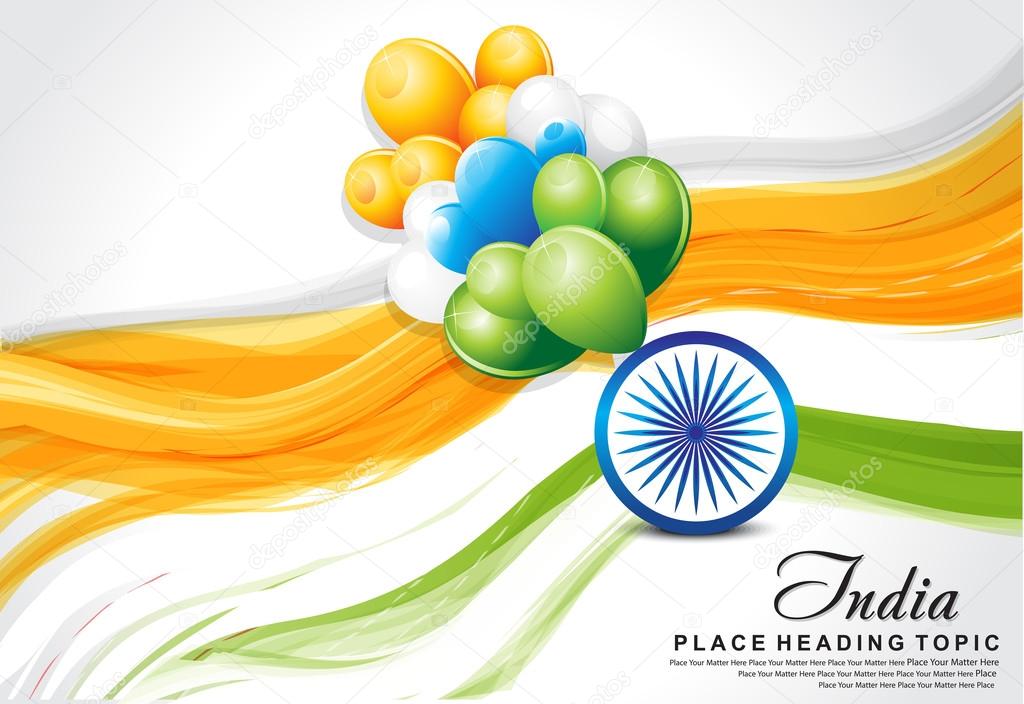 indian flag wave background with balloon 