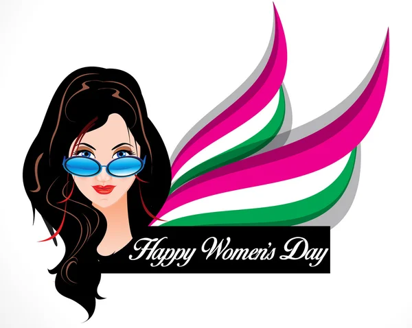 Happy woman's day background with vector women cartoon — Stock Vector
