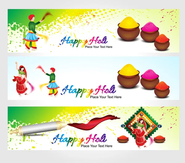 Happy holi wave banner background — Stock Vector