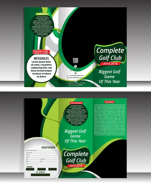 Tri piega modello brochure golf — Vettoriale Stock