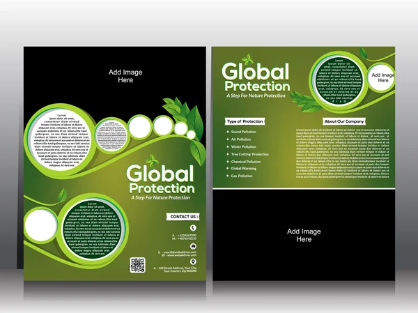 Флаер эко & глобального Wamring брошюру шаблон дизайна — стоковый вектор