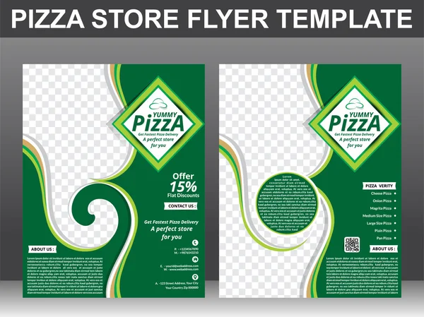 Design de modelo de panfleto de loja de pizza — Vetor de Stock