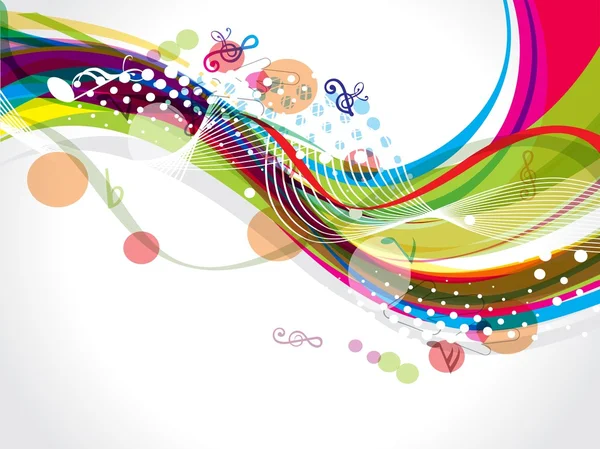 Fond d'onde coloré avec des notes musicales — Image vectorielle