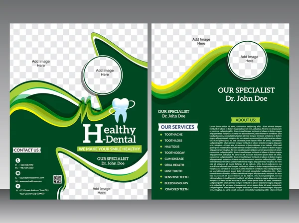 Folheto de cuidados dentários & modelo de revista — Vetor de Stock