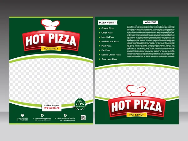 Hete pizza flyer & tijdschrift ontwerp — Stockvector