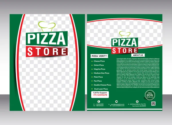 Pizza store flyer template design & magazine — Stock Vector