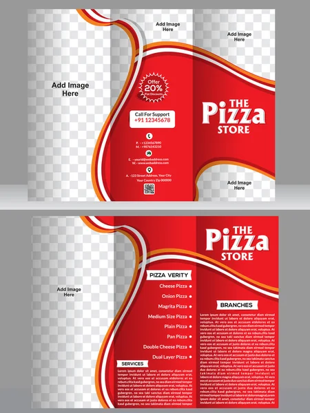 Design de modelo de brochura de pizza tri fold — Vetor de Stock