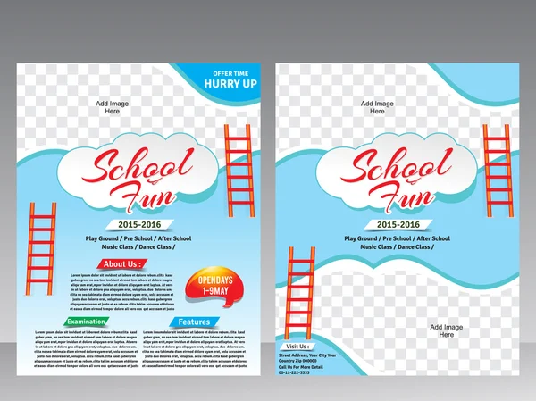 School fun flyer & magazine design template — Stock Vector