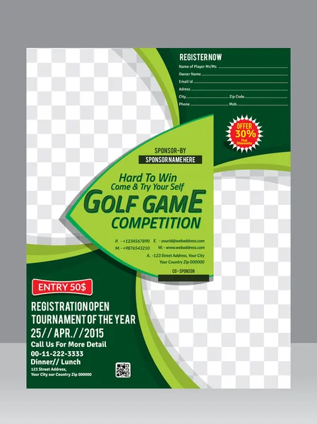 Golf flyer template design & magazine — Stock Vector