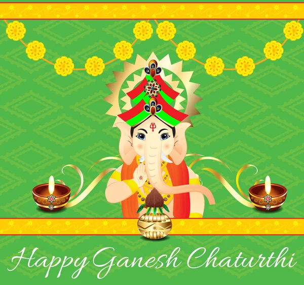 Ganesh Chaturthi Celebration Background With Flower — Stock Vector