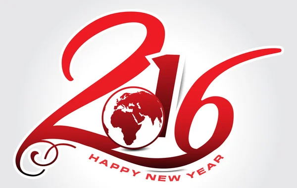 Šťastný nový rok 2016 pozadí textu s zeměkoule — Stockový vektor