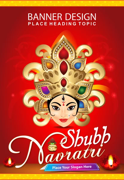 Shubh navratri fondo con diosa durga — Vector de stock