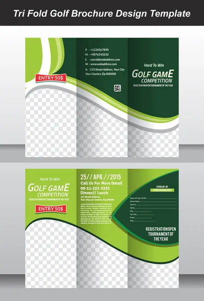 Tri golf broschyr mallen design — Stock vektor