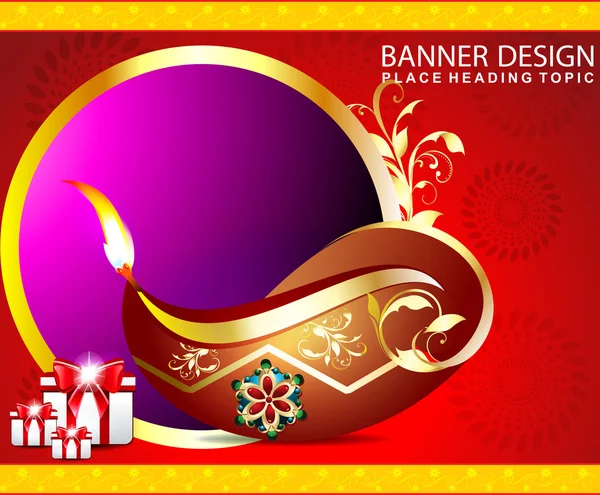 Fond heureux diwali avec des cadeaux — Image vectorielle