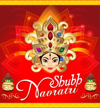 Tanrıça durga yüzü ile mutlu navratri kutlama arka plan