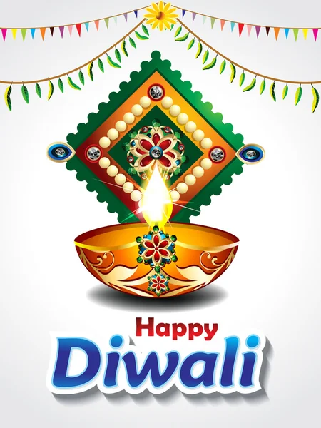 Happy diwali celebration background with mango leaf — Stock Vector