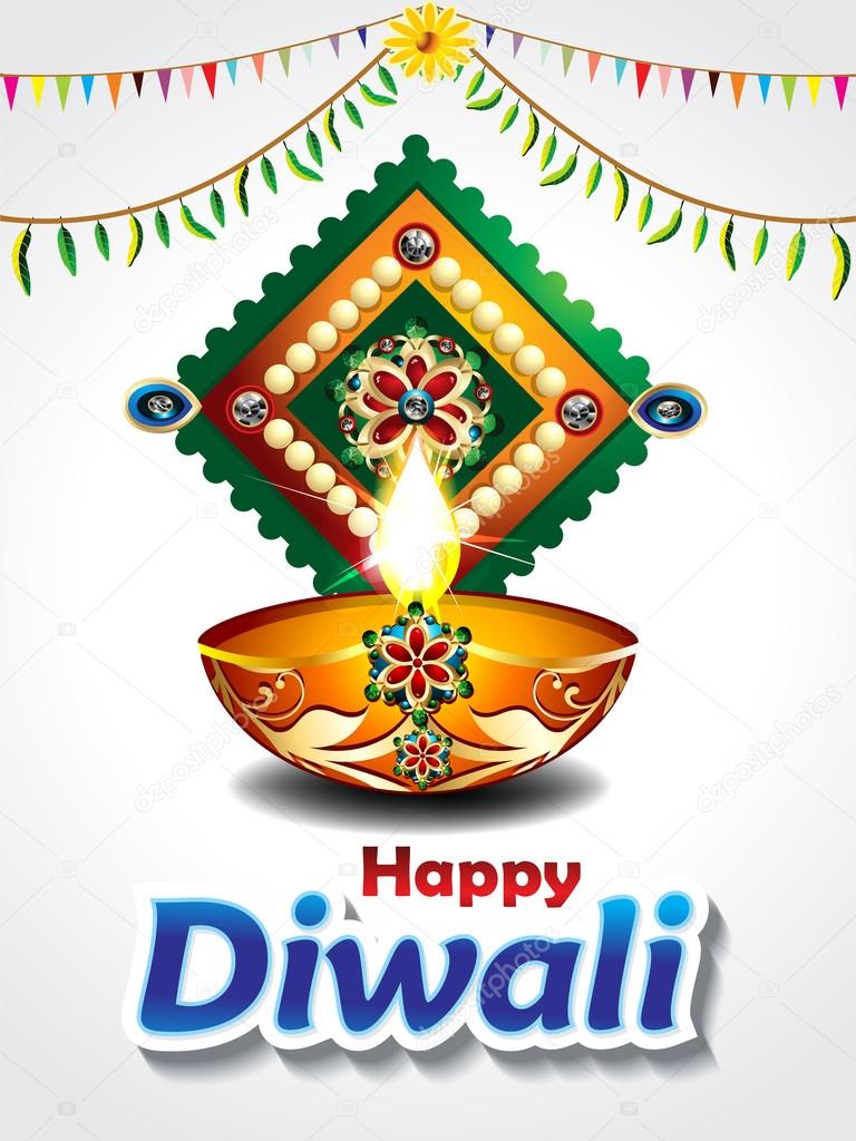 happy diwali celebration background with mango leaf