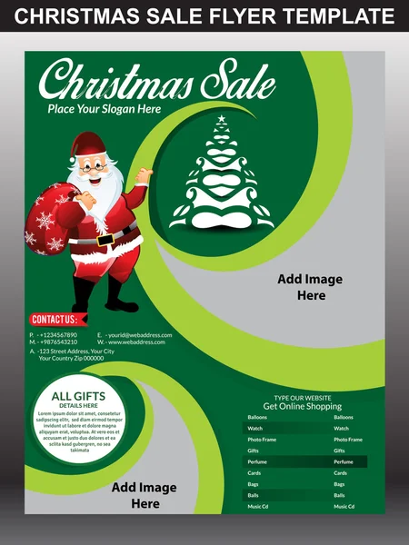 Noel satış flyer şablonu Noel Baba ile — Stok Vektör