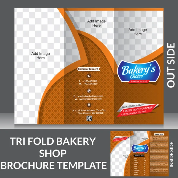 Tri-fold bageri Shop broschyr mall Stockillustration