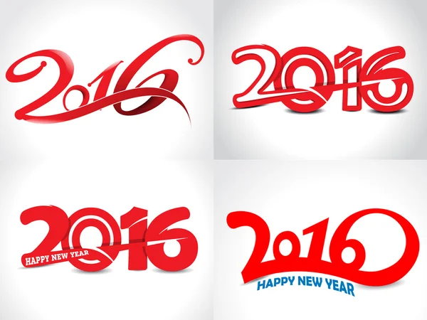 Happy new year 2016 text background set — Stock Vector