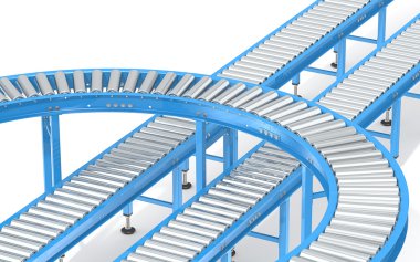 Blue Roller Conveyor System.  clipart
