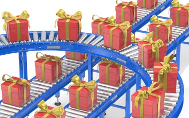 Christmas Gift box production. clipart