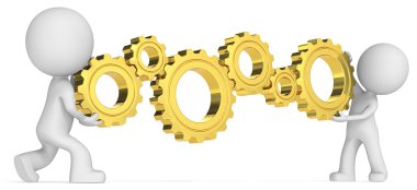Altın Cogwheels. Ekip çalışması kavramı.