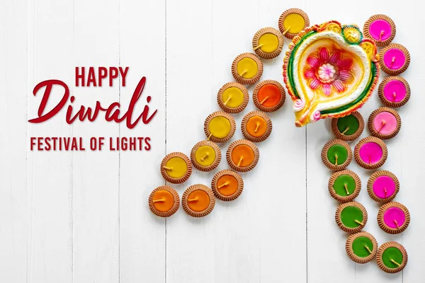 Happy Diwali Clay Diya Lampy Zapalone Podczas Dipavali Hinduski Festiwal — Zdjęcie stockowe