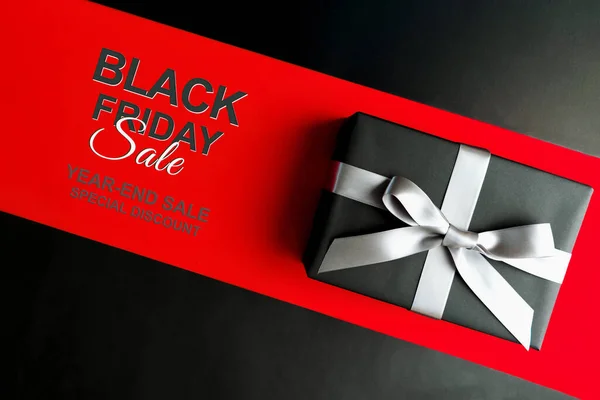 Viernes Negro Venta Caja Regalo Negro Para Compras Línea — Foto de Stock