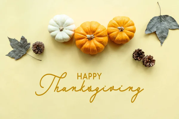 Happy Thanksgiving Day Pumpkin Maple Leaf — Stock Photo, Image