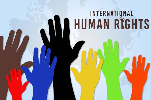 Día Internacional Los Derechos Humanos Concepto Levante Mano Ilustración —  Fotos de Stock