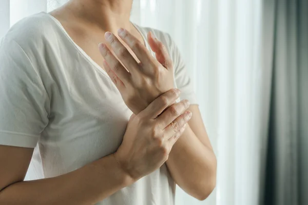 Dolor Brazo Muñeca Mujer Síndrome Oficina Concepto Salud Medicina —  Fotos de Stock